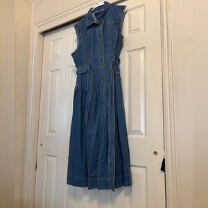 Women's Tie-Waist Midi A-Line Dress - Universal Thread Indigo 16